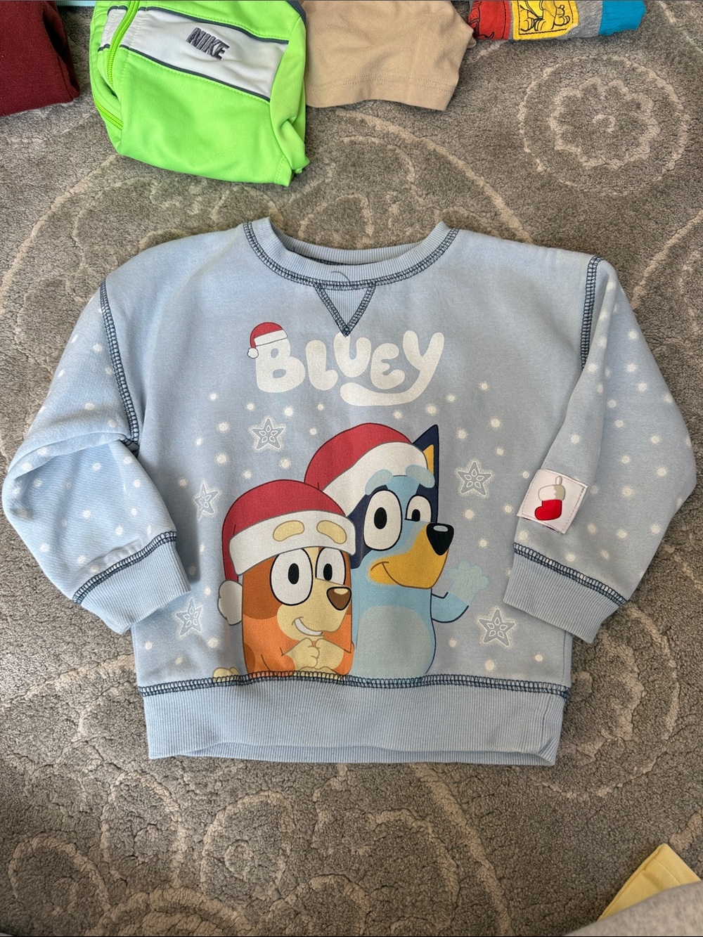 Bluey Light Blue Kids Holiday Crewneck Sweatshirt